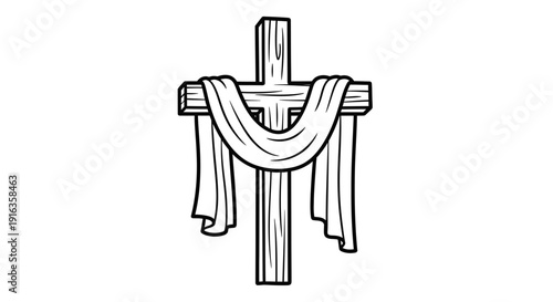 Christian Cross with Drape - Religious Symbol of Faith and Sacrifice