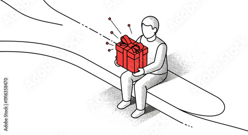Person Sitting Holding A Gift Box.
