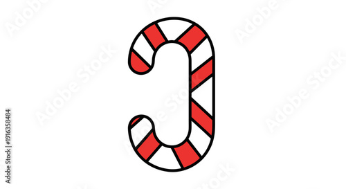 Christmas Candy Cane Icon Vector Illustration, Festive Holiday Treat Symbol