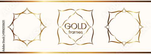 Frame label cover with gold golden border and luxury rococo oval. Antique baroque ornament with vintage simple boarder and square invitation vector. Line elegant frame with box deco gold