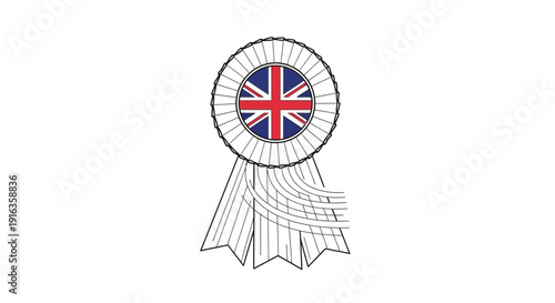 British Rosette Award Ribbon with Union Jack Emblem