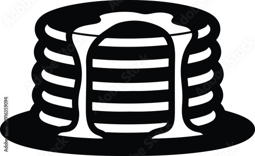 Vector illustration of a top hat viewed from the front, showcasing striped interior design