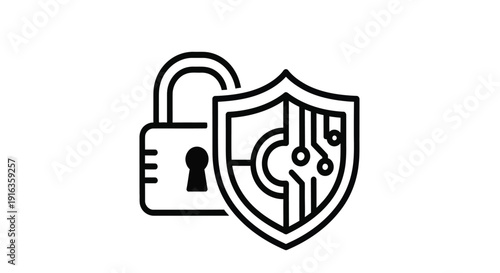 Security shield icon with an open padlock representing data protection