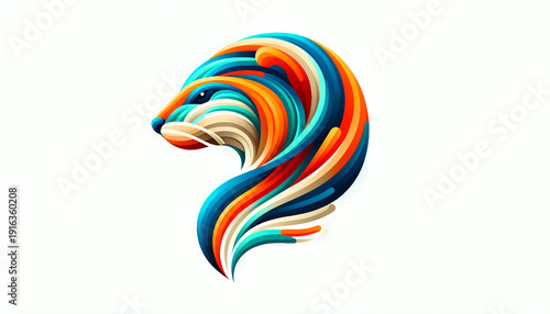 Abstract colorful swirling animal head logo design vector