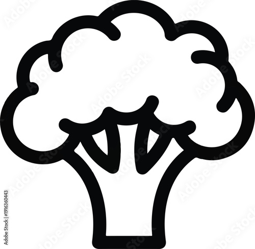 Simple black and white illustration of a tree with bold lines and minimalist design