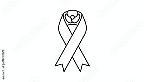 Awareness Ribbon with Flower Symbol, Cancer Support, Hope, Charity, Medical Symbol