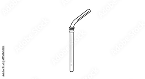 Bent Metal Straw with Corrugated Section, Reusable Drinking Straw