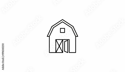 Simple Barn Icon, Farm Building Outline, Agricultural Symbol