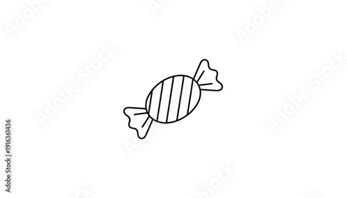Simple Line Art Candy Icon, Wrapped Sweet Treat, Minimalist Design