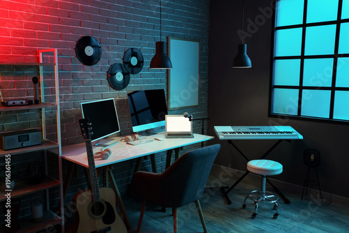 Interior of dark recording ...