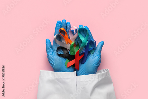 Doctor's hands with differe...