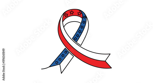 Red White Blue Ribbon with Stars - USA Patriotic Symbol