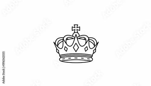 Royal Crown Icon, Symbol of Monarchy, Power, and Royalty, Isolated on White Background