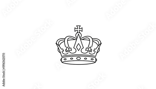 Royal Crown Outline Icon, Simple Vector Illustration of a Regal Symbol on White Background