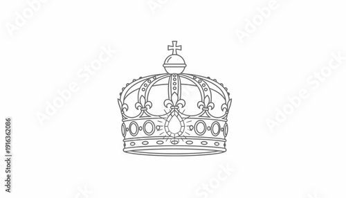 Royal Crown Outline Icon, Symbol of Monarchy, Power, and Royalty