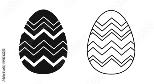 Easter eggs with zigzag pattern, modern minimalist design, vector illustration Vector
