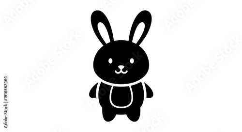 Cute black rabbit cartoon character with heart symbol on t-shirt Vector