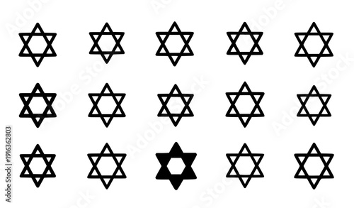 Star of David vector icon set Judaism symbol collection