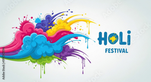 Vibrant holi festival colors splashing celebrating joy and diversity in a festive atmosphere with bright hues