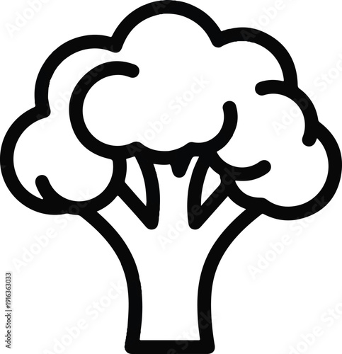 A simplistic illustration of a tree with bold lines and minimal details in a graphic style