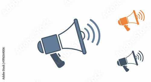 Megaphone announcement icons: alert, sound, message, communication