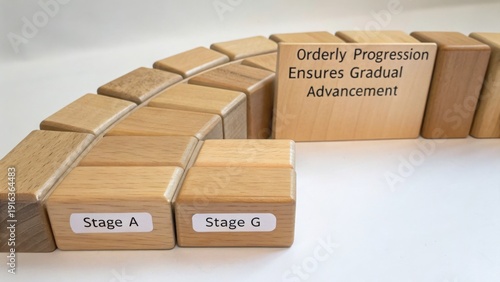 Wooden Blocks Showcasing Orderly Progress and Gradual Advancement