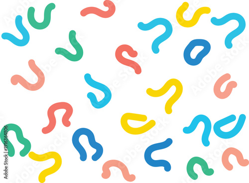 Colorful squiggles on white background