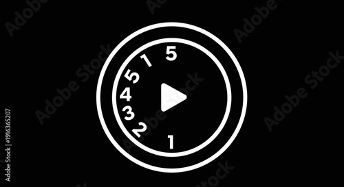 Play button on clock face.