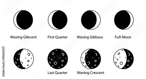 Phases of the Moon Illustration.