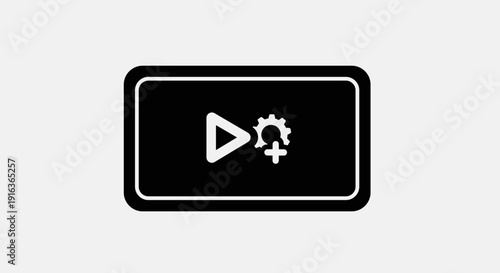 Play button with gear icon.