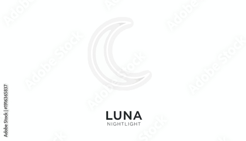 Minimalist Crescent Moon Nightlight Logo - Luna Brand Identity