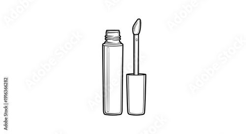 Lip Gloss Bottle and Applicator Sketch - Beauty Product Icon