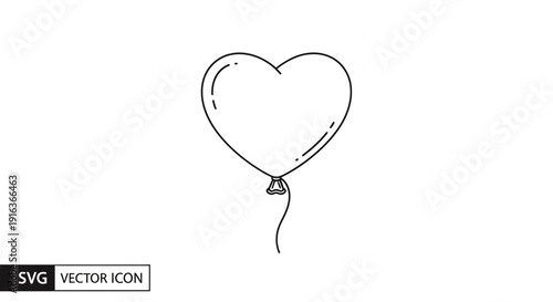 Heart Shaped Balloon Icon Vector Illustration, Love Symbol, Romantic Celebration Element