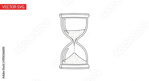 Hourglass with sand flowing, representing time passing, vintage sketch style