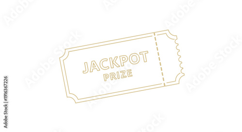 Golden Jackpot Prize Ticket Icon, Winning Lottery Chance, Gambling Success Concept