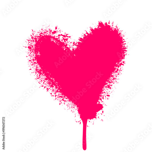 Pink Spray Paint Heart Silhouette. Vibrant Urban Graffiti Love Symbol with Grungy Splatter for Romantic Art.