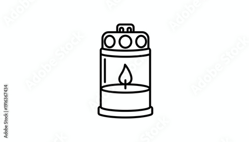 Grave Candle Lantern Icon - Vector Illustration