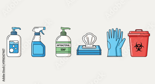 Hygiene Sanitation and Safety Icons. COVID-19 Prevention Healthcare Kit