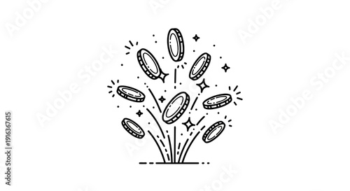 Explosion of Coins and Sparkles, Money Burst, Financial Success, Wealth Concept