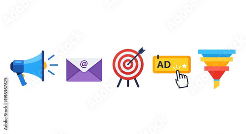 Digital Marketing and Online Advertising Vector Campaign Icons