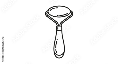 Facial Roller Icon, Beauty Tool for Skincare and Massage, Line Art Vector