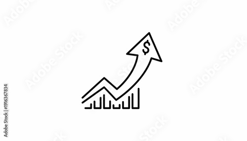 Financial Growth Chart Arrow Upward with Dollar Sign - Business Success and Investment Concept