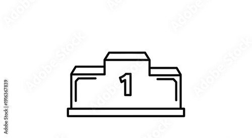 First Place Podium Icon, Winner's Stand for Champions, Number One Award Symbol
