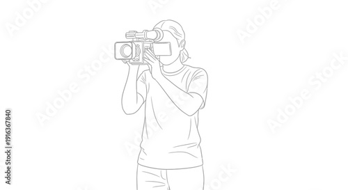 Filmmaker Operating Professional Video Camera, Capturing Footage