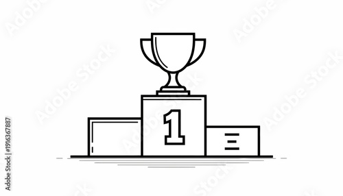First Place Trophy on Podium Icon - Winner, Champion, Success, Achievement, Victory
