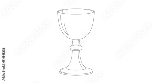 Elegant Goblet Outline Drawing, Vintage Wine Glass, Chalice Icon