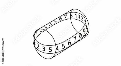 Cylindrical Object with Numbered Sections, Abstract Geometric Concept