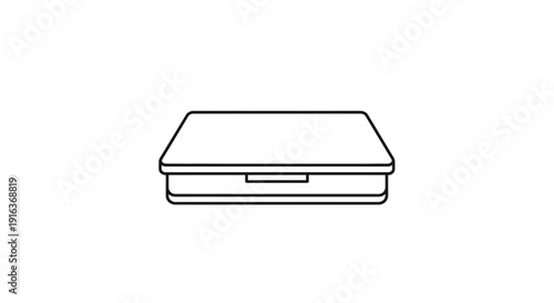 Closed Laptop Icon, Simple Line Art, Technology Symbol, White Background