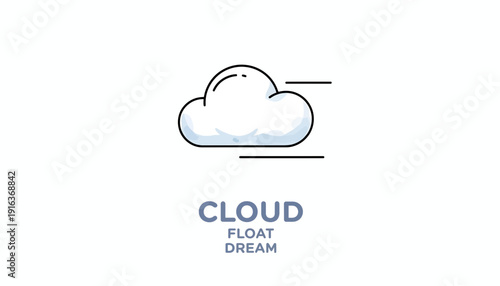 Cloud Icon with Motion Lines, Floating and Dreaming Concept