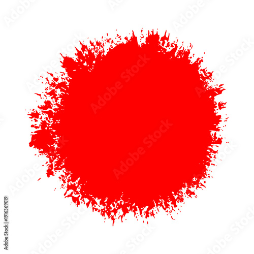 Red Spray Paint Circular Splatter. Vibrant Aerosol Ink Texture for Bold Urban Graphic Backgrounds.